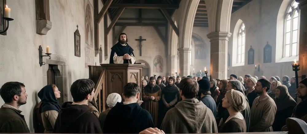 Jan Hus preaching in Bethlehem Chapel